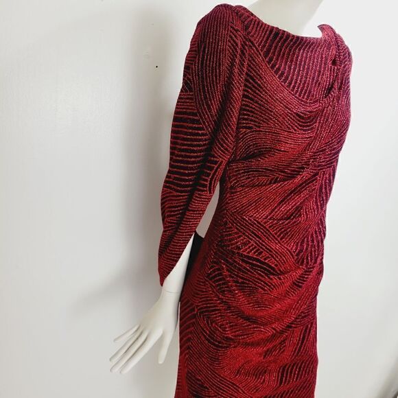 SL NY Red Sparkle Drape Dress - Picture 2 of 16
